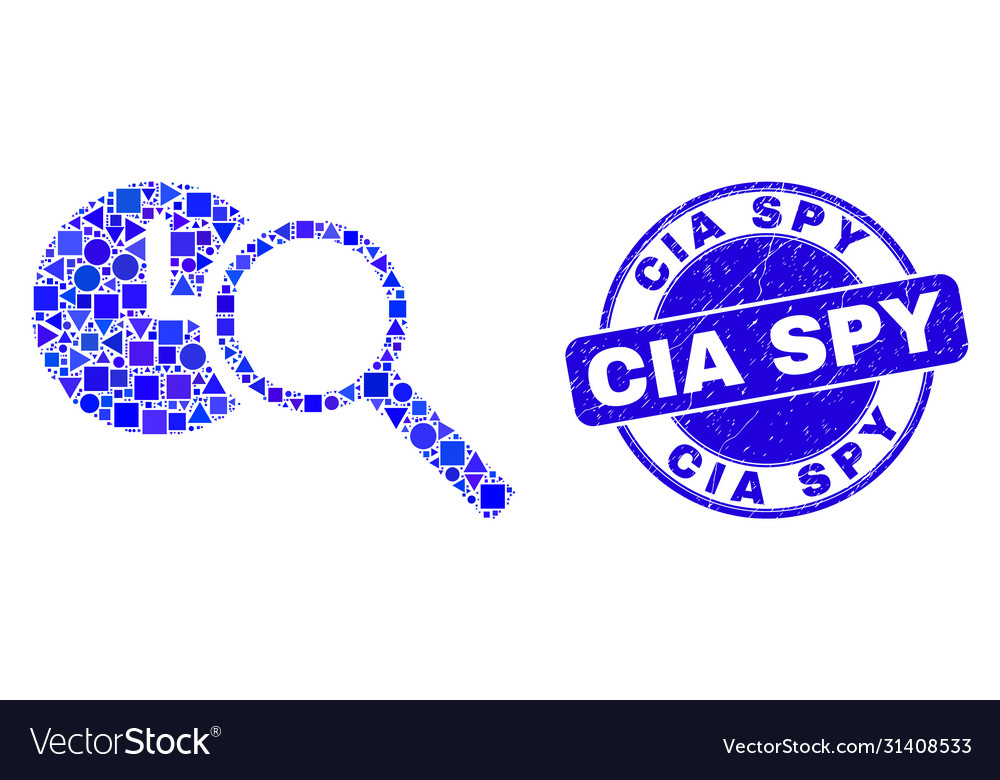 Blau grunge cia spy stamp und finden zeit mosaik