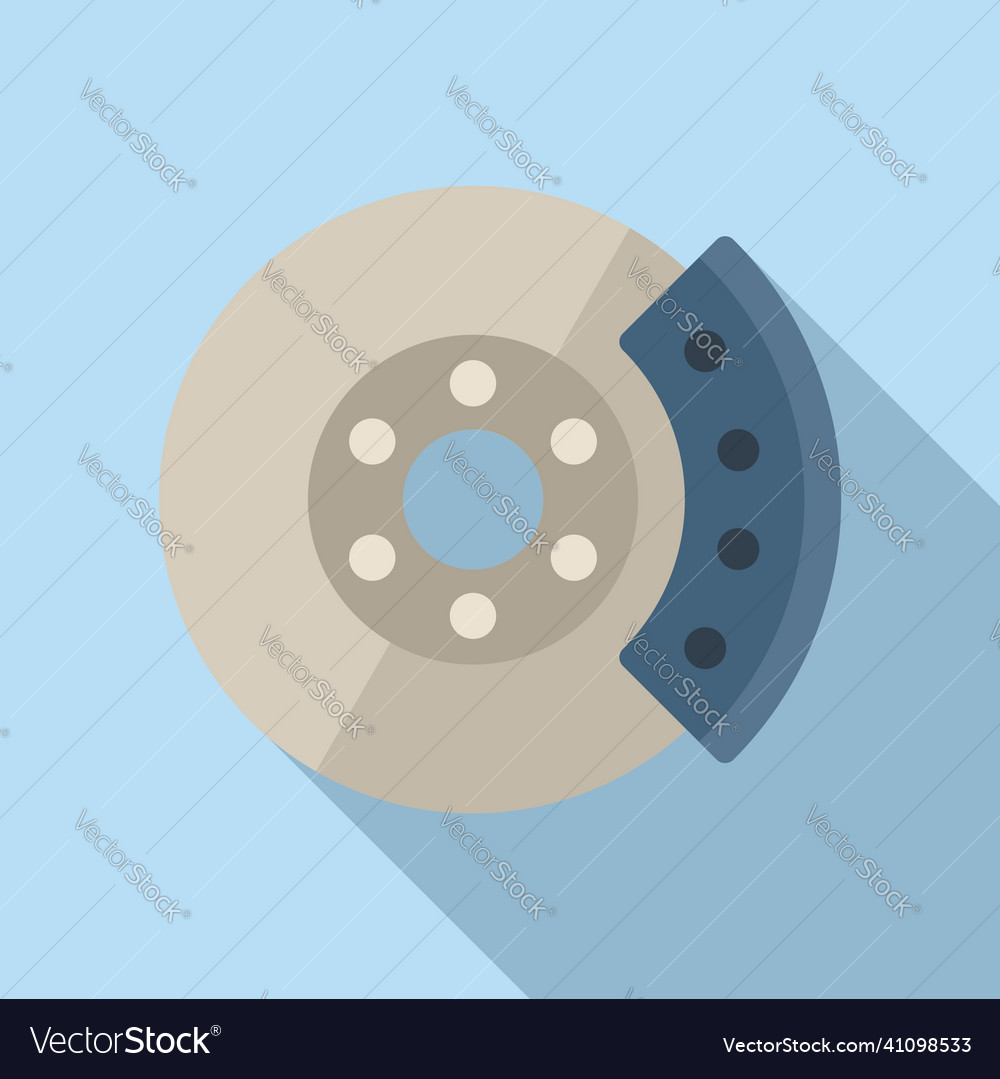 Car brake disk icon flat disc pad