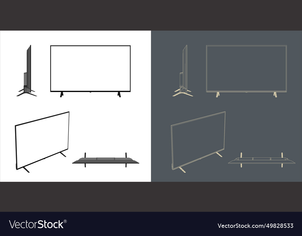 Computer monitor led wire frame blueprint concept vector image Computer monitor led wire frame blueprint concept