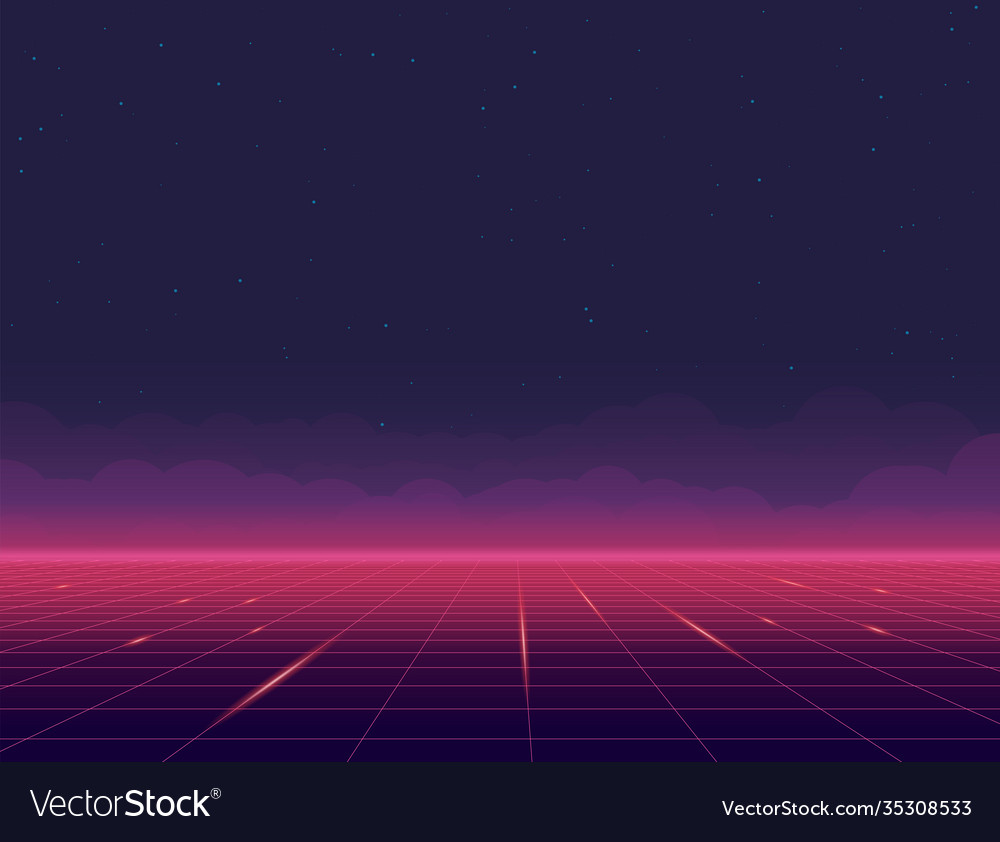 Futuristic grid background and sky Royalty Free Vector Image