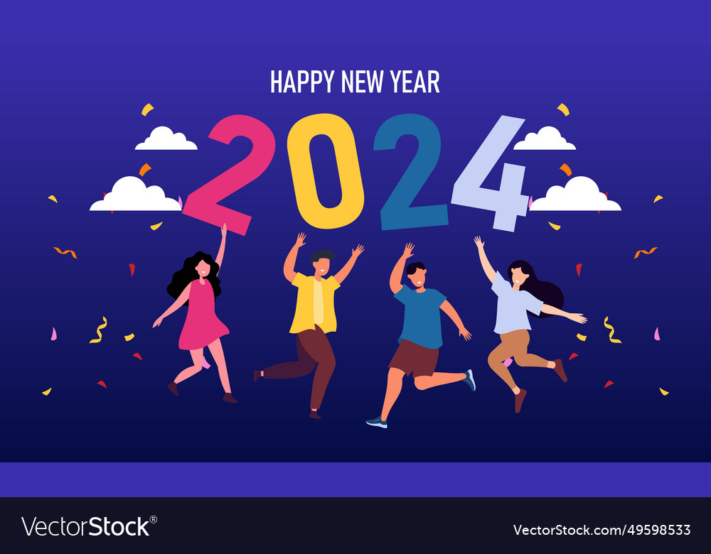 Happy new year 2024 celebration Royalty Free Vector Image