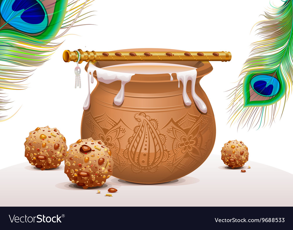 Holiday symbols krishna janmashtami pot