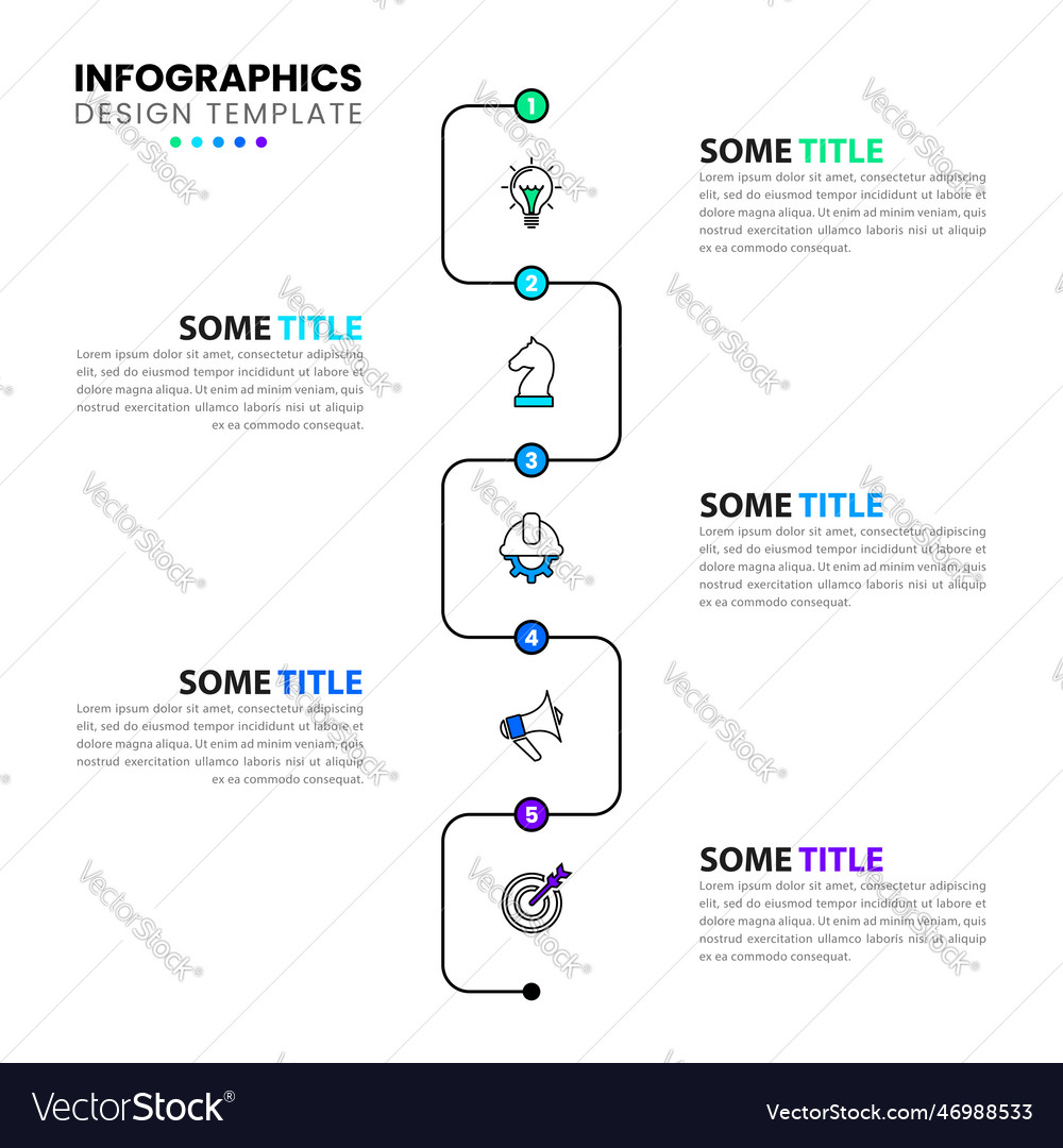 Infographic template vertical timeline with 5 Vector Image
