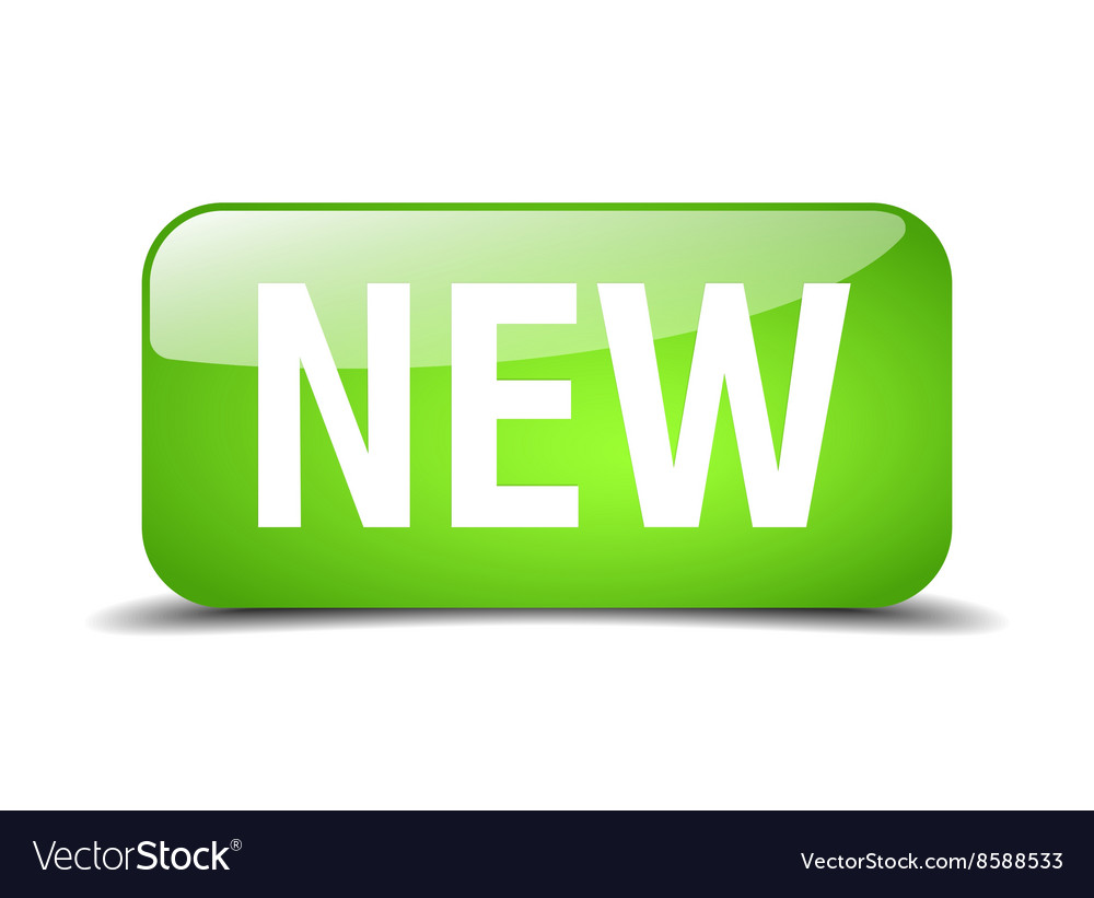 New green square 3d realistic isolated web button