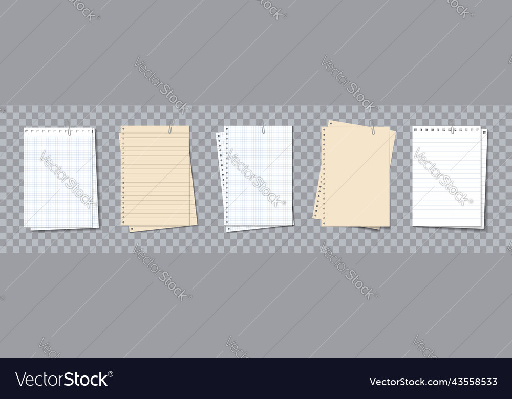 Note pad paper sheets for memo different notebook Vector Image