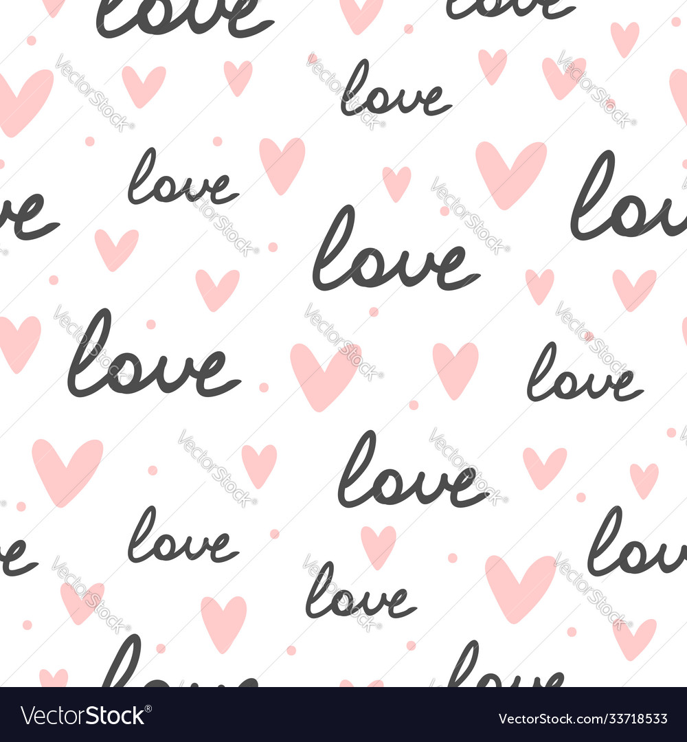 Repeating hearts round dots and handwritten