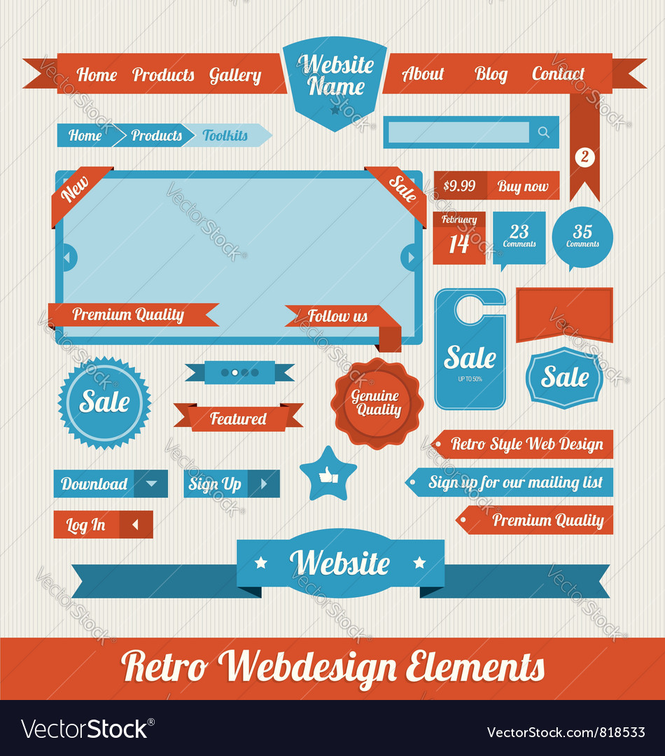 Retro Web Design Elements Royalty Free Vector Image