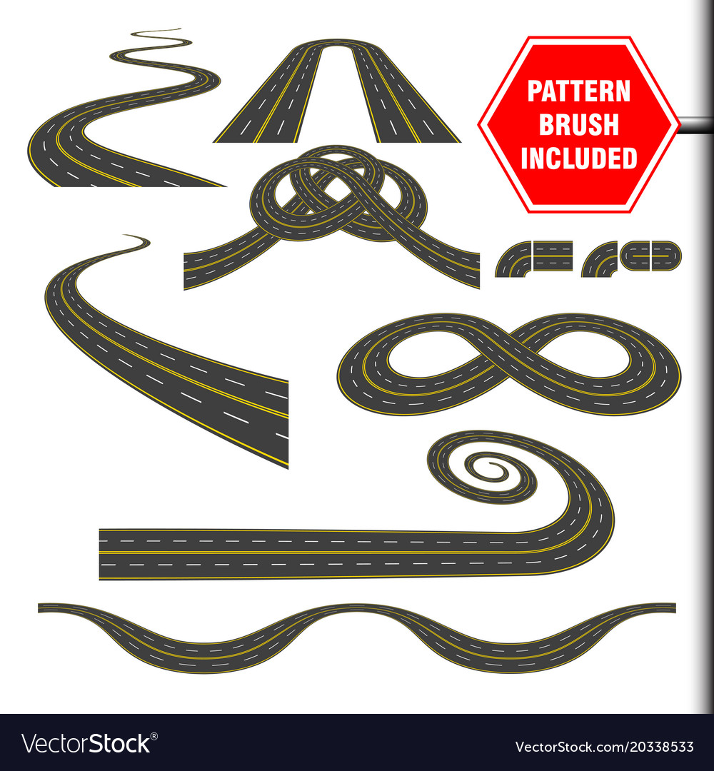 Road curves perspectives turns twists loops Vector Image