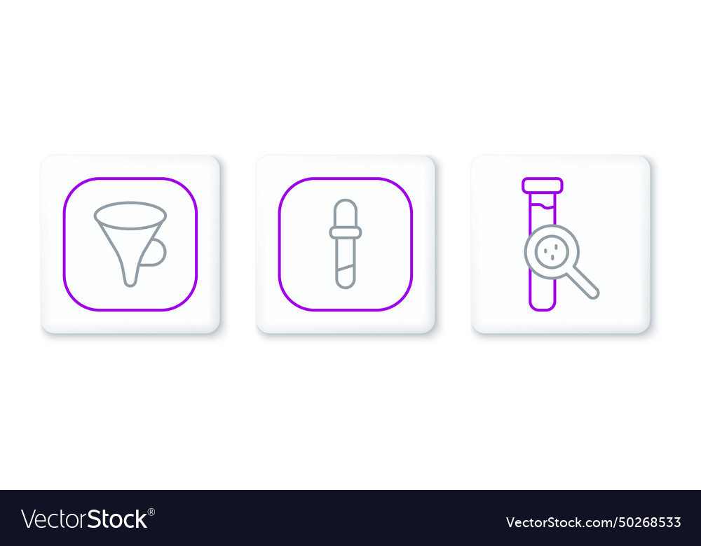 Set line test tube and flask funnel or filter