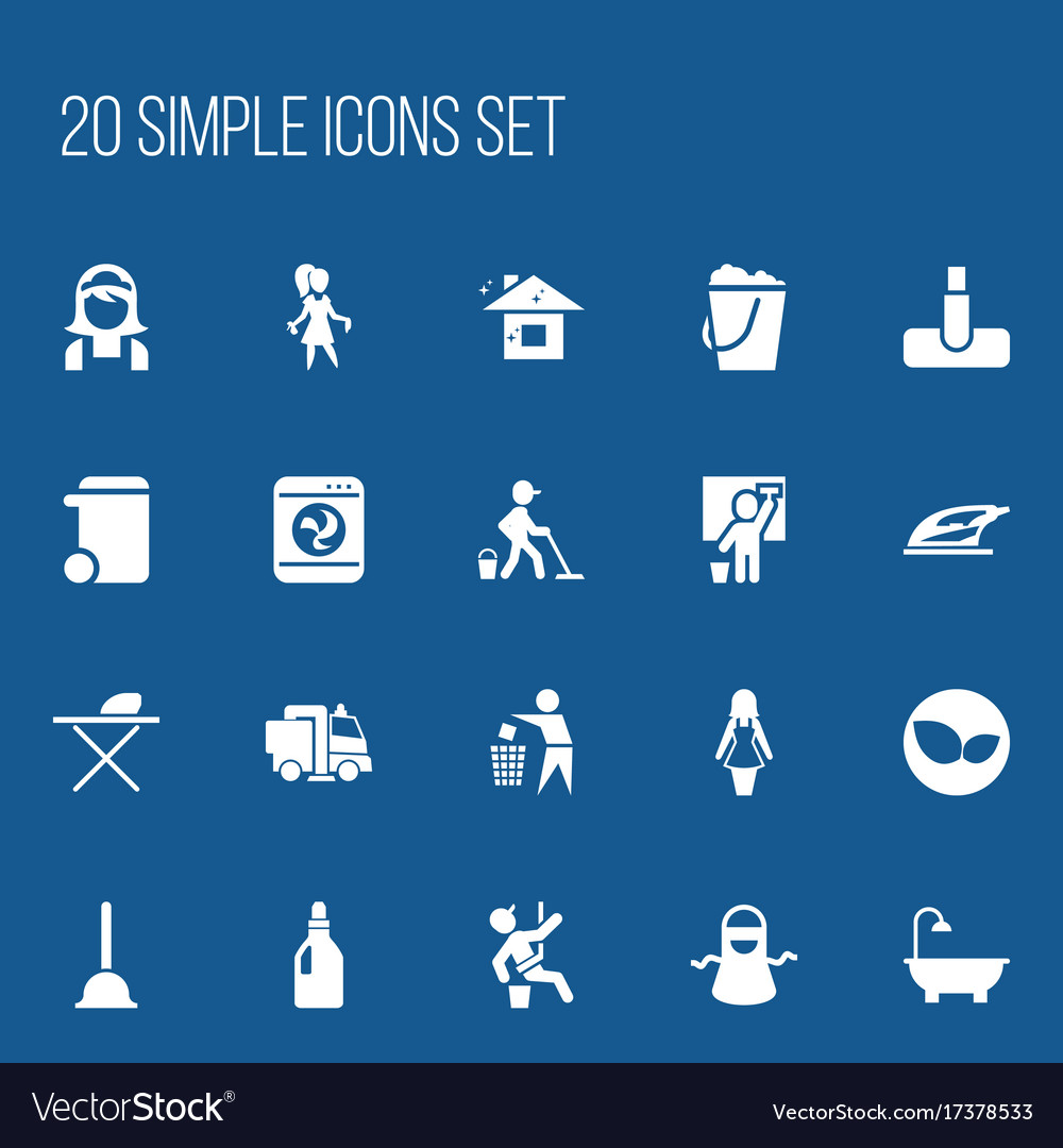 Set of 20 editable cleanup icons includes symbols