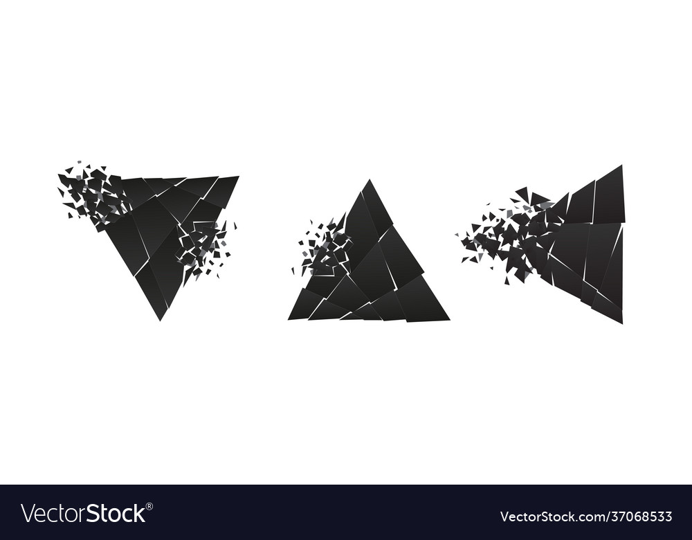 Shape shattered and explodes flat style design Vector Image Shape shattered and explodes flat style design