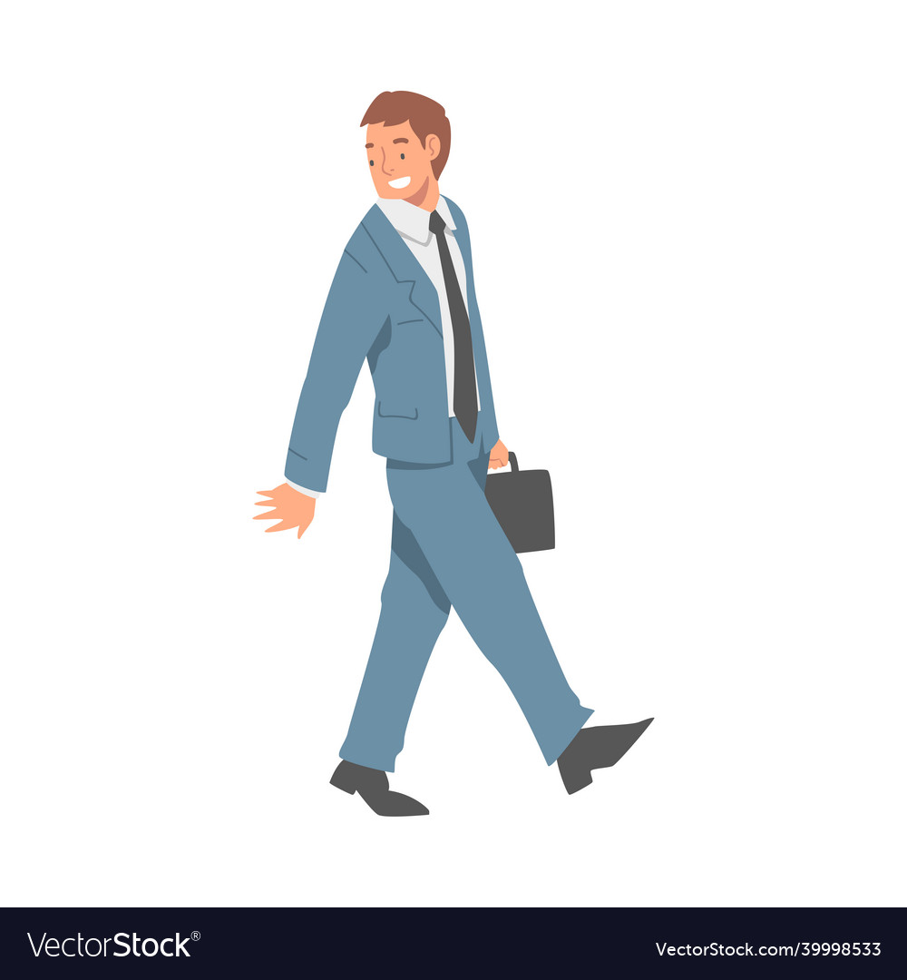 Walking businessman wearing suit and tie carrying Vector Image