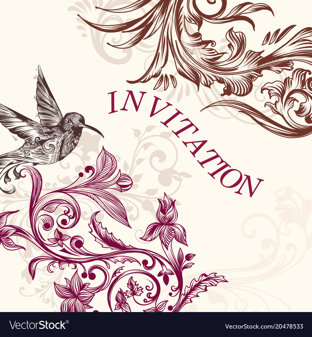 wedding invitation with bird and swirls invitation swirls