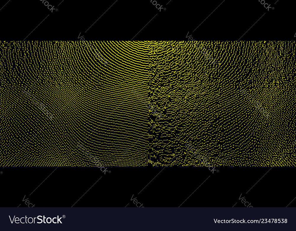 Array with dynamic particles 3d grid surface vector image Array with dynamic particles 3d grid surface