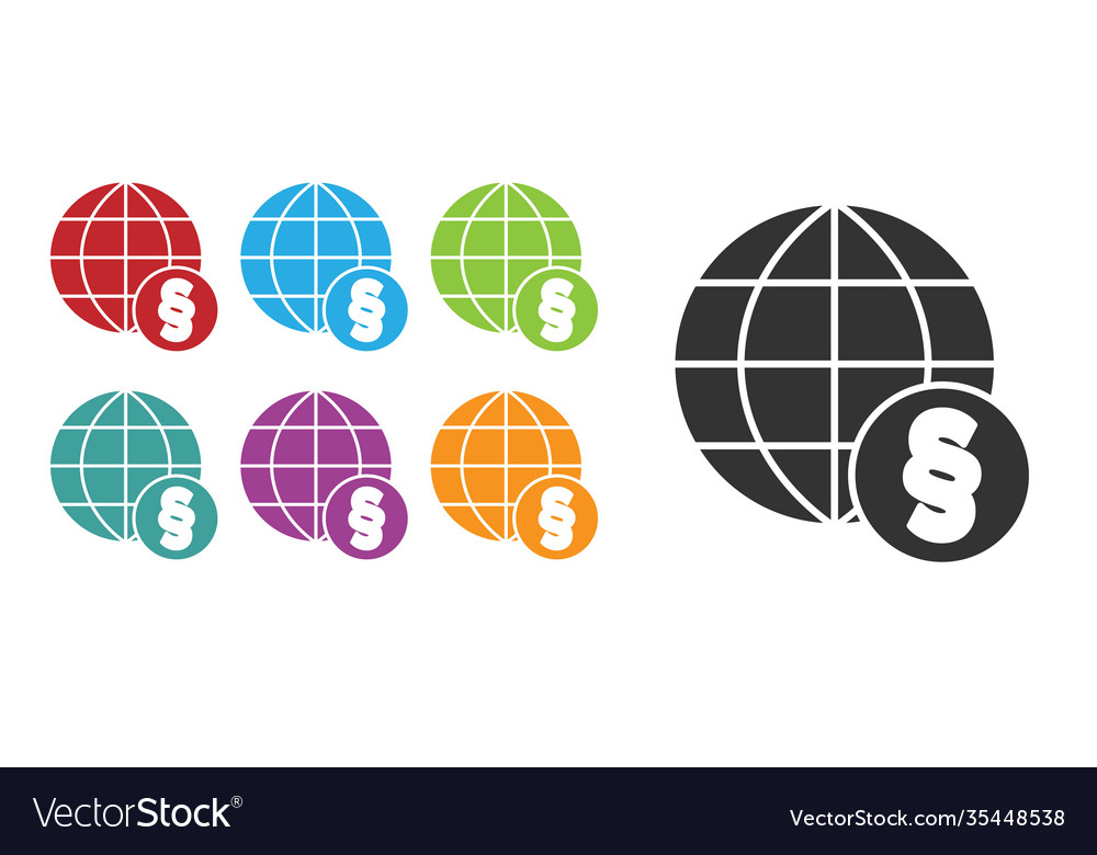 Black international law icon isolated on white vector image Black international law icon isolated on white
