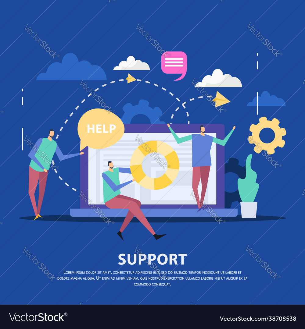 Customer support center flat background