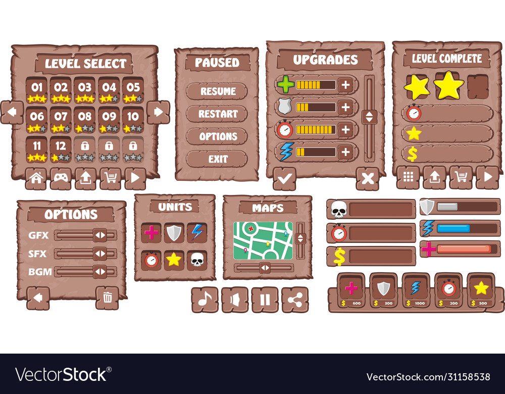 Game gui 8 Royalty Free Vector Image - VectorStock
