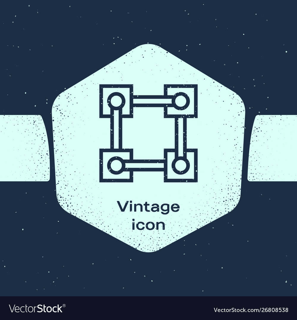 Grunge line blockchain technology icon isolated Vector Image Grunge line blockchain technology icon isolated