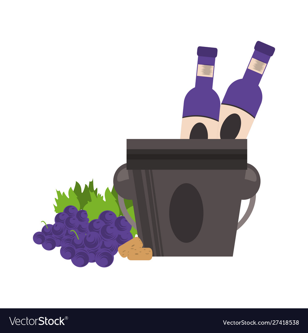 Ice bucket with wine bottles and grapes design