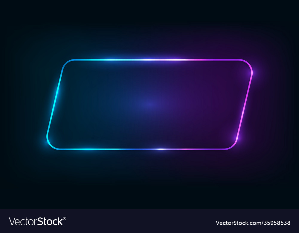 Neon rounded parallelogram frame with shining effe