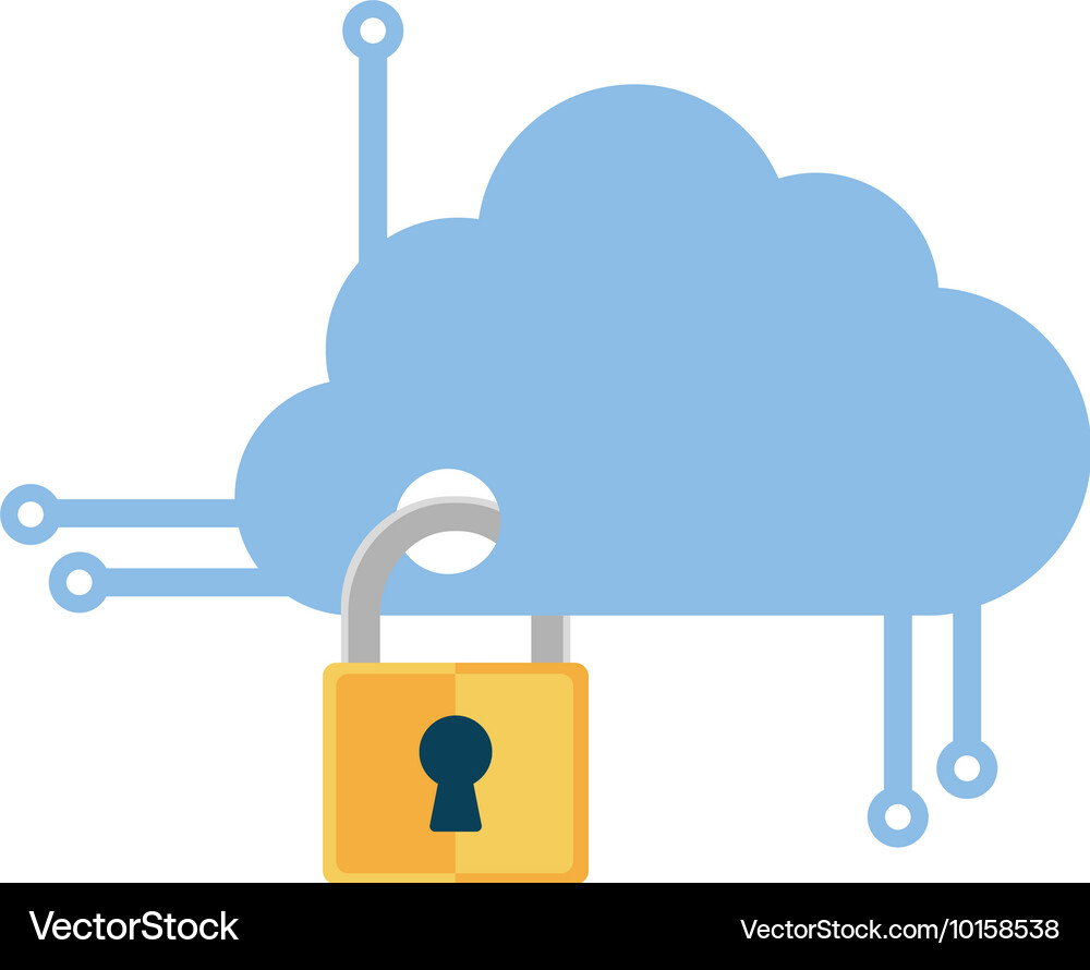 Padlock cloud security system icon graphic Vector Image