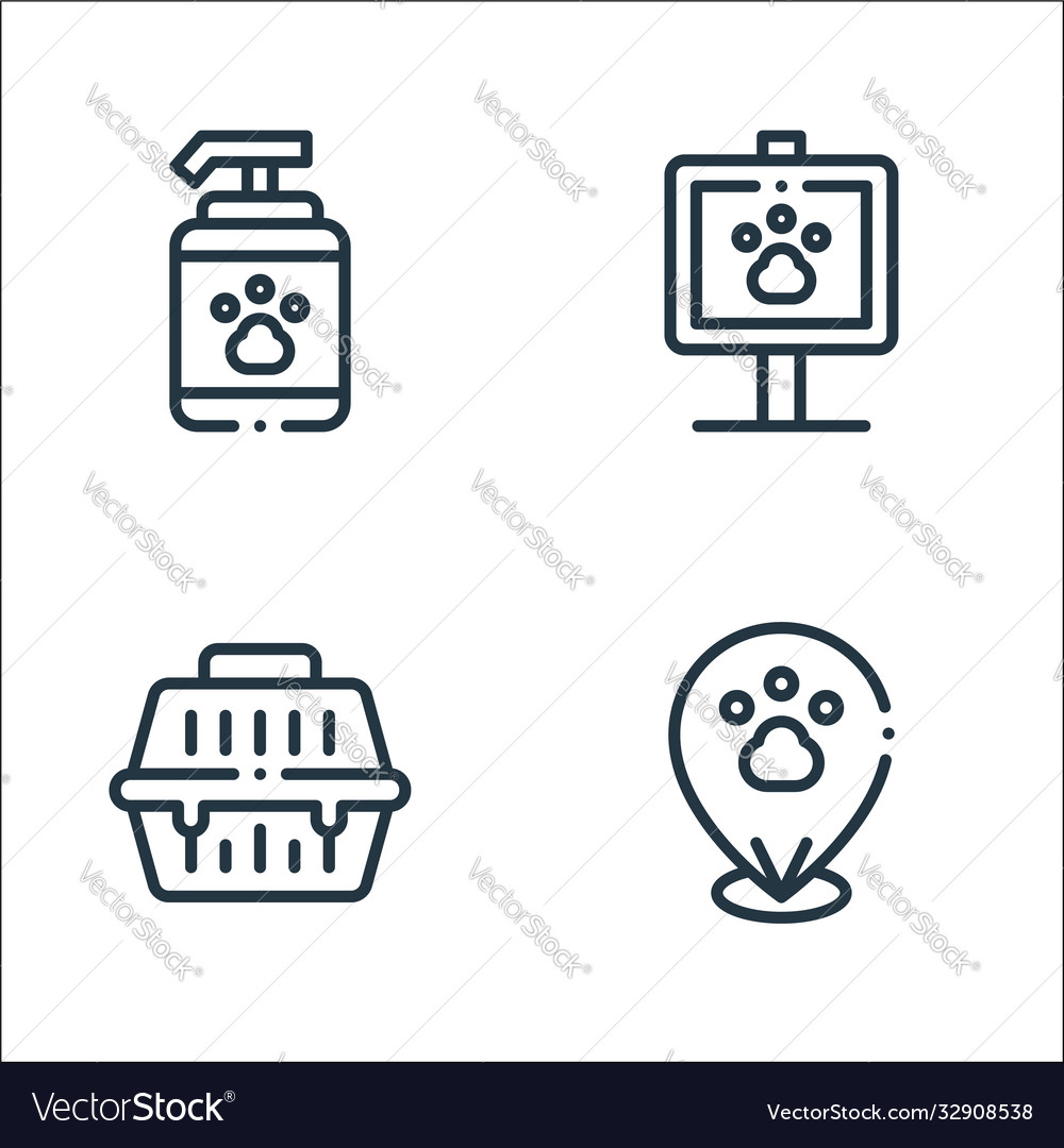 Pets line icons linear set quality