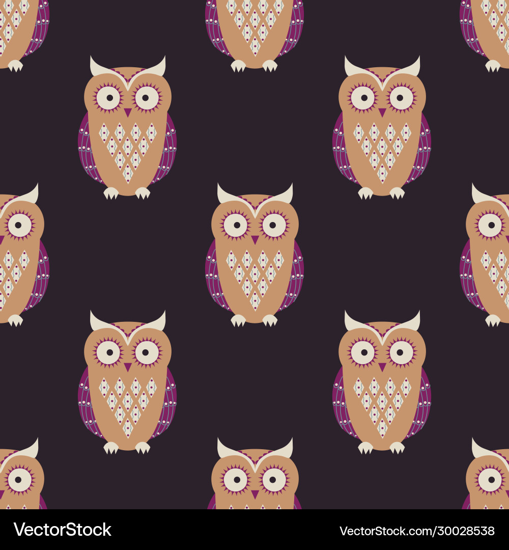 Seamless pattern with cute owls Royalty Free Vector Image