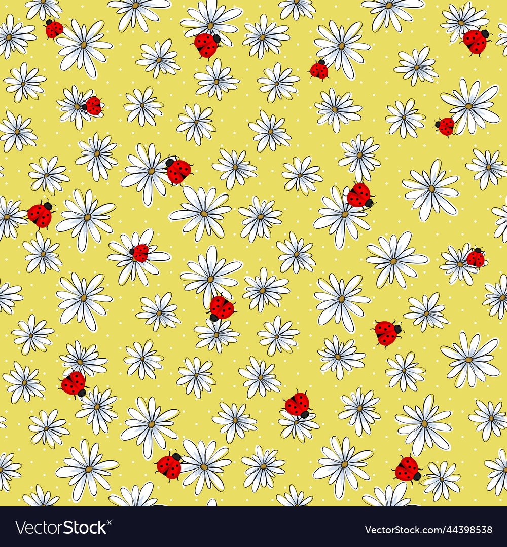 Seamless pattern with simple chamomile flower vector image Seamless pattern with simple chamomile flower