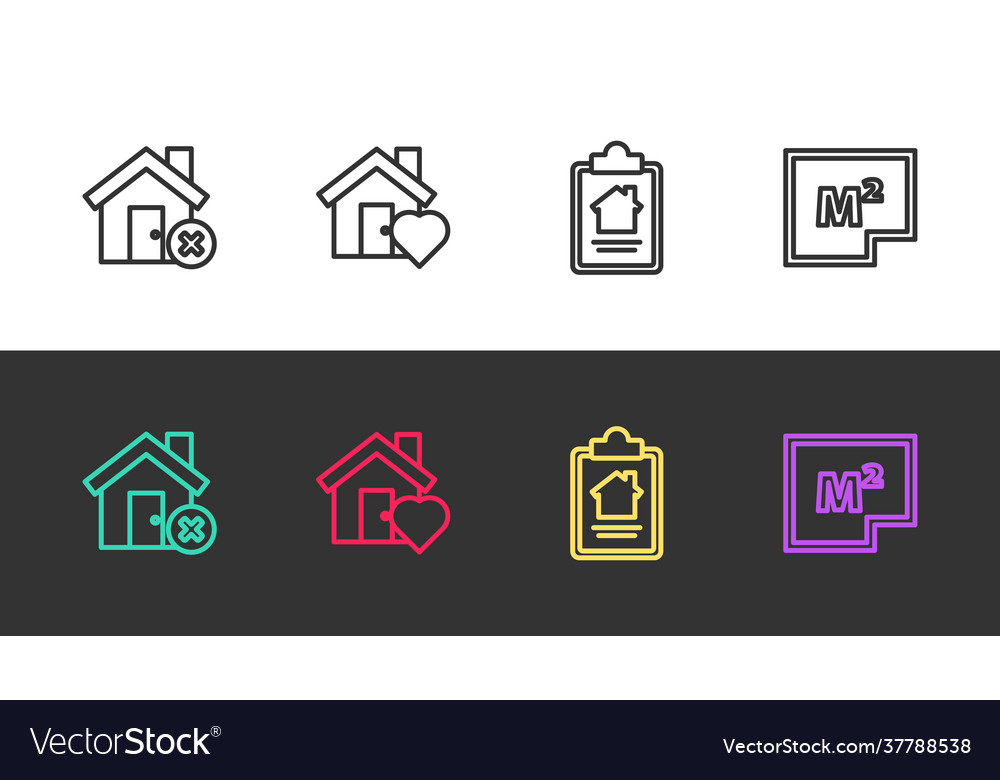 Set line house with wrong mark heart shape Vector Image Set line house with wrong mark heart shape