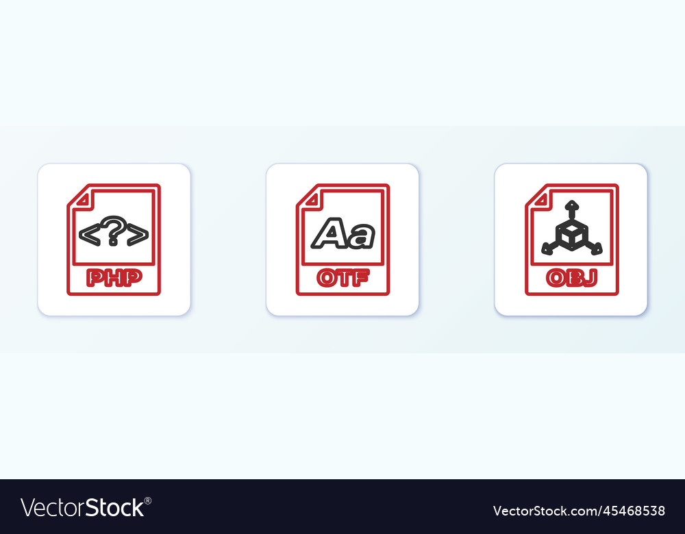 Zeile obj Datei Dokument php und otf Symbol vector image Zeile obj Datei Dokument php und otf Symbol