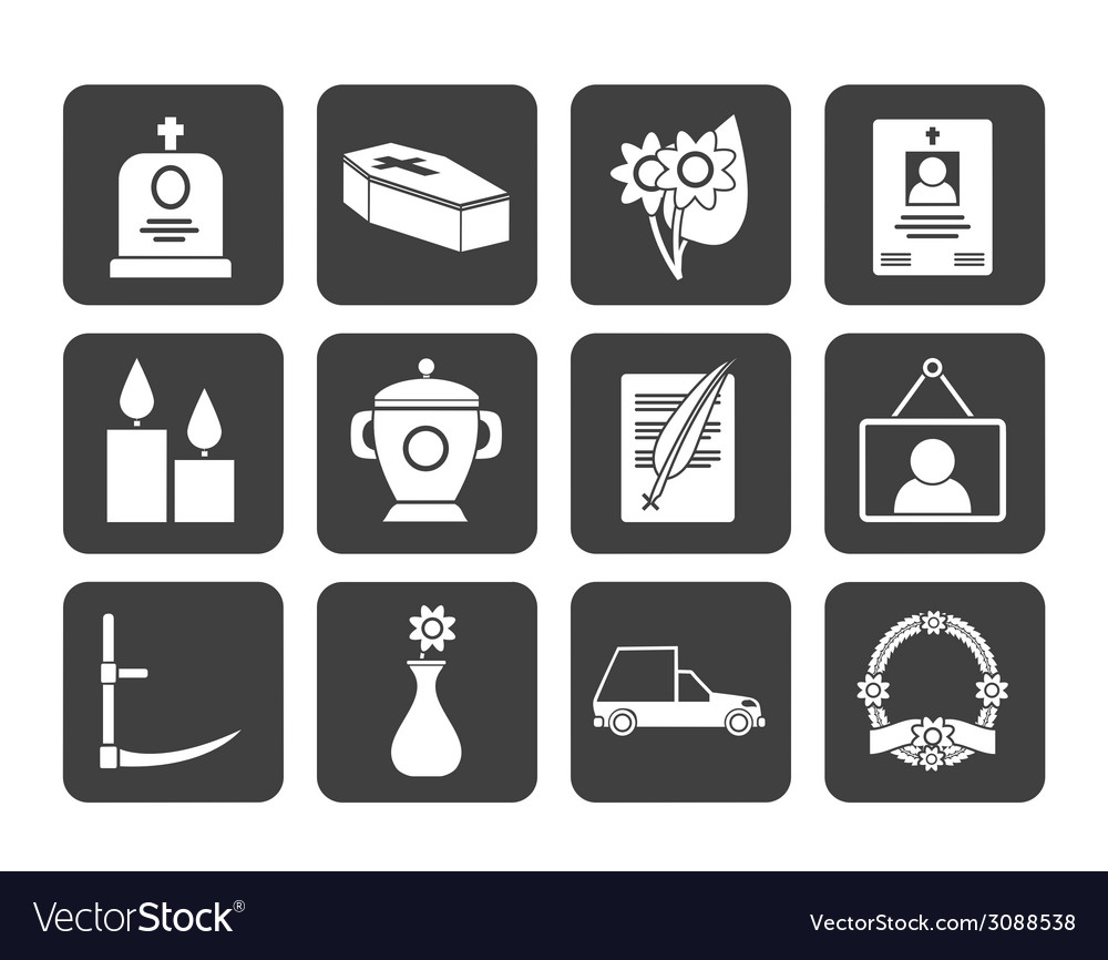 Silhouette funeral and burial icons