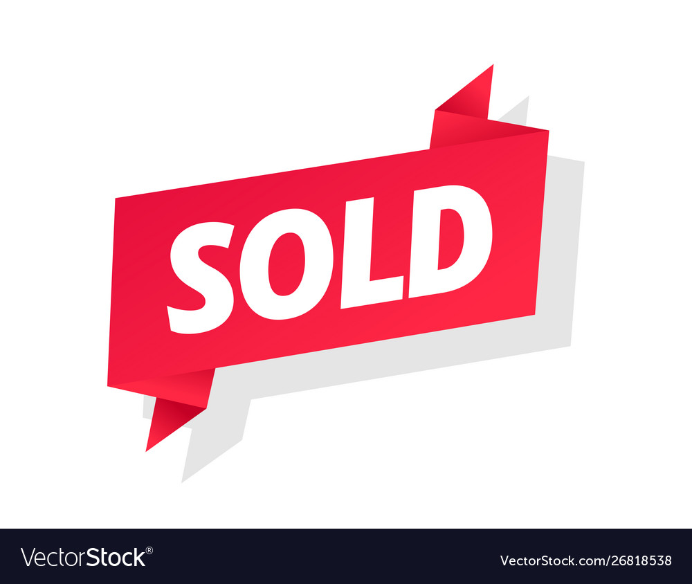 Sold word on red ribbon headline red tape text Vector Image