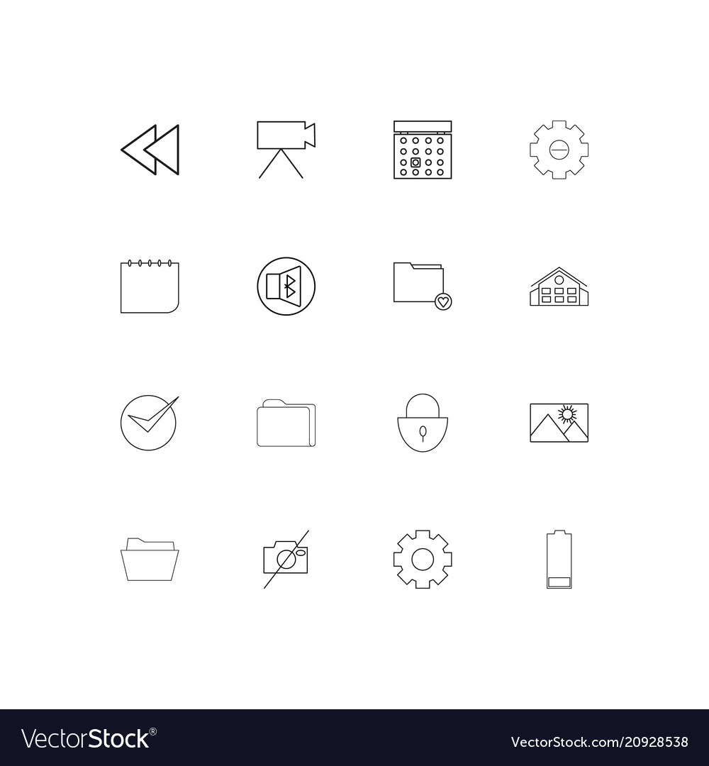 User interface linear thin icons set outlined
