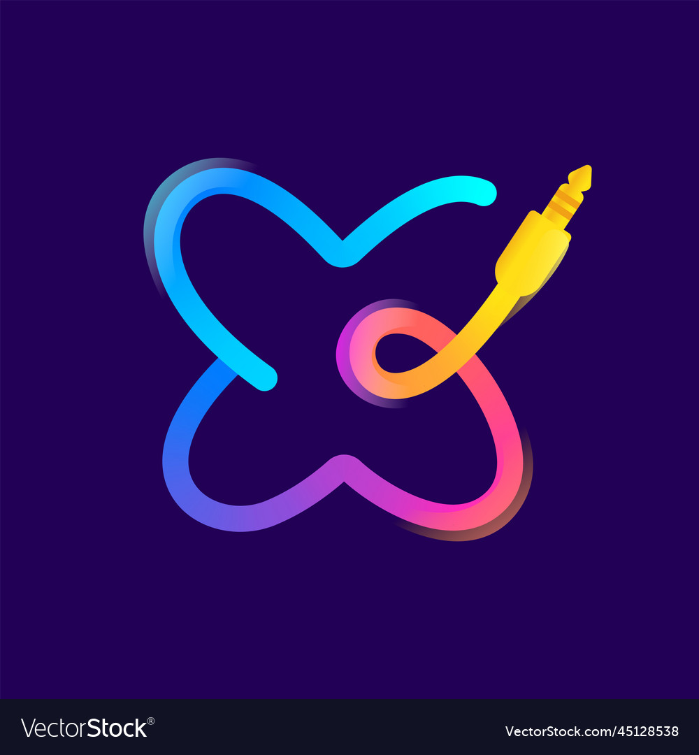 X letter logo made of vivid gradient line wire