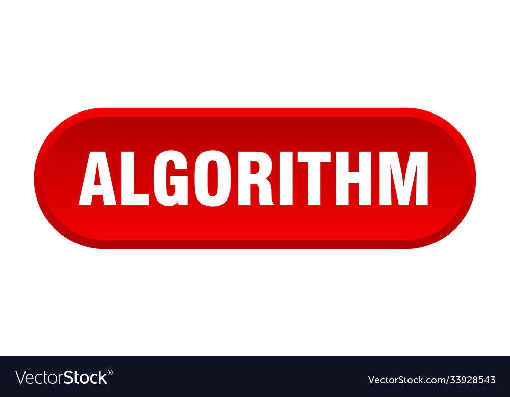 Algorithm button rounded sign on white background