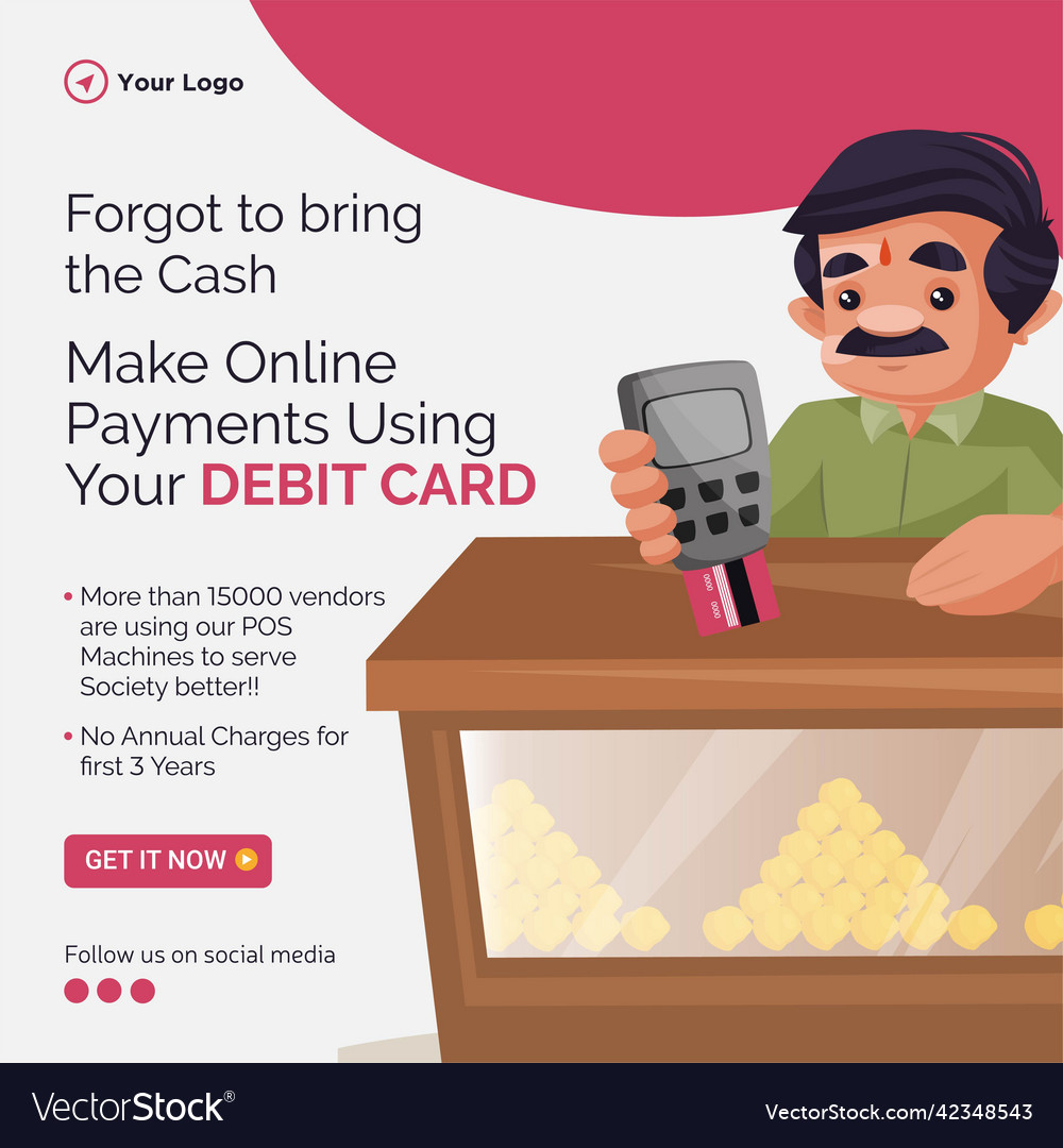 Banner design of make online payments using debit Vector Image