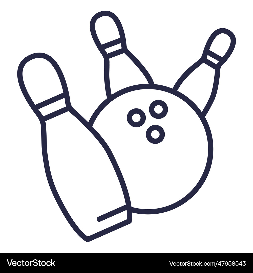 Bowling ball hitting pins icon Royalty Free Vector Image