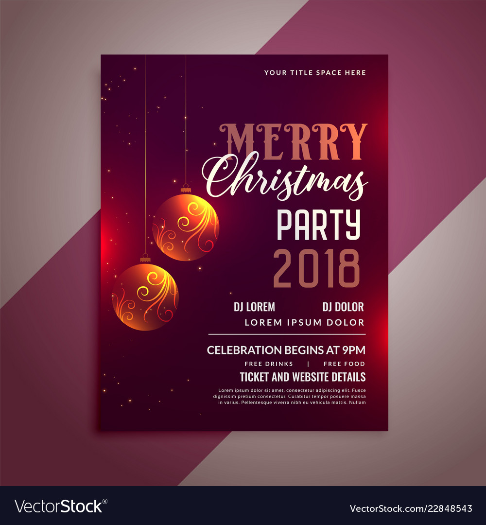 Christmas party celebration flyer design template Vector Image