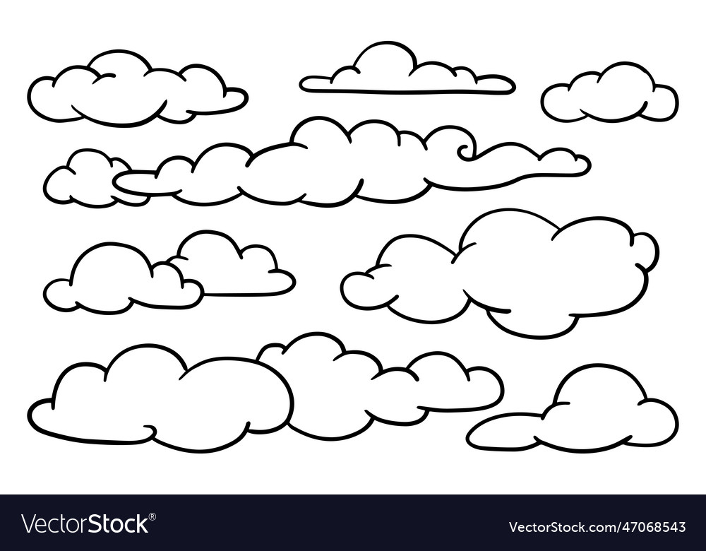 Doodle set of clouds Royalty Free Vector Image