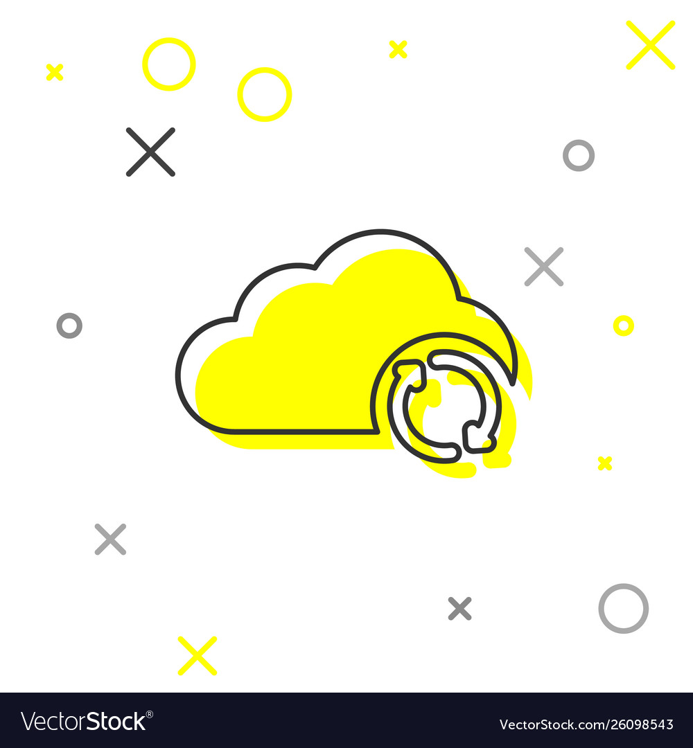 Grey cloud sync refresh line icon isolated Vector Image Grey cloud sync refresh line icon isolated