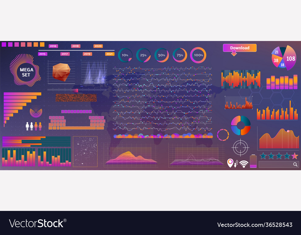 Hud big set elements for design and apps