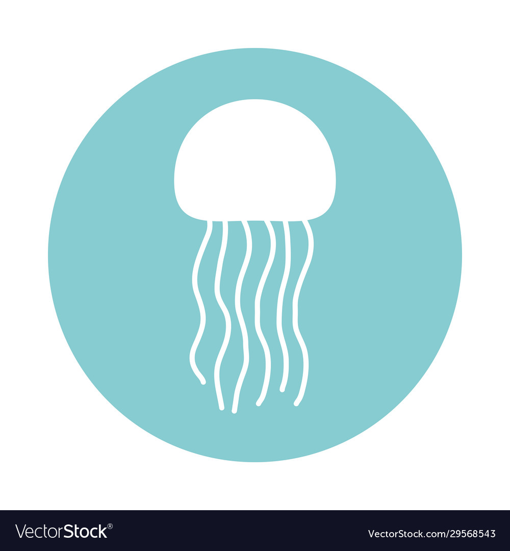 Isolated jellyfish block style icon design