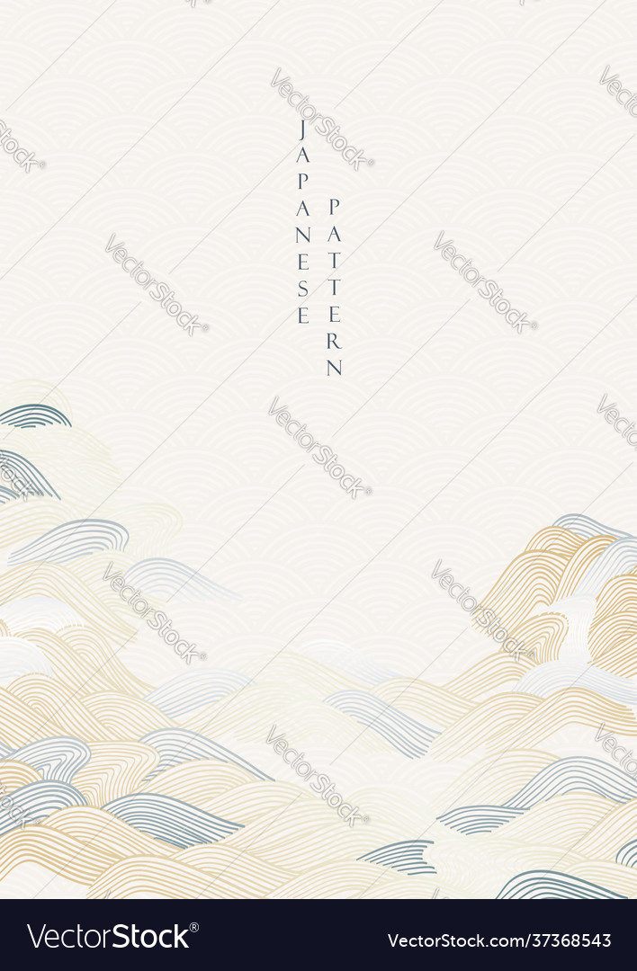 Japanese hand draw wave pattern with line pattern Vector Image