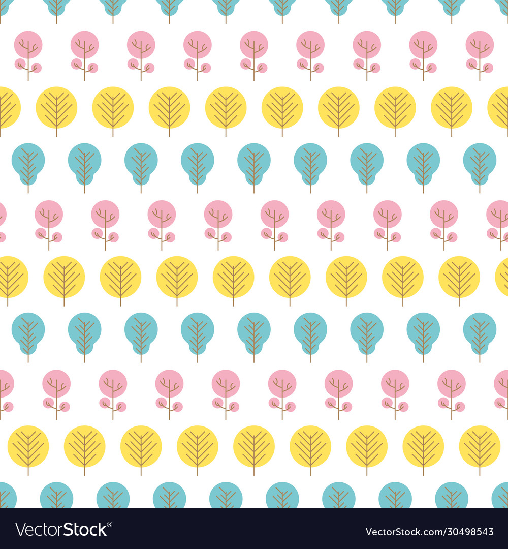 Seamless pattern with colored trees