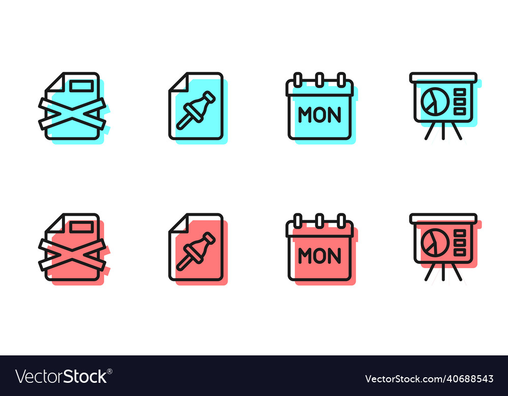 Set line calendar delete file document note Vector Image Set line calendar delete file document note