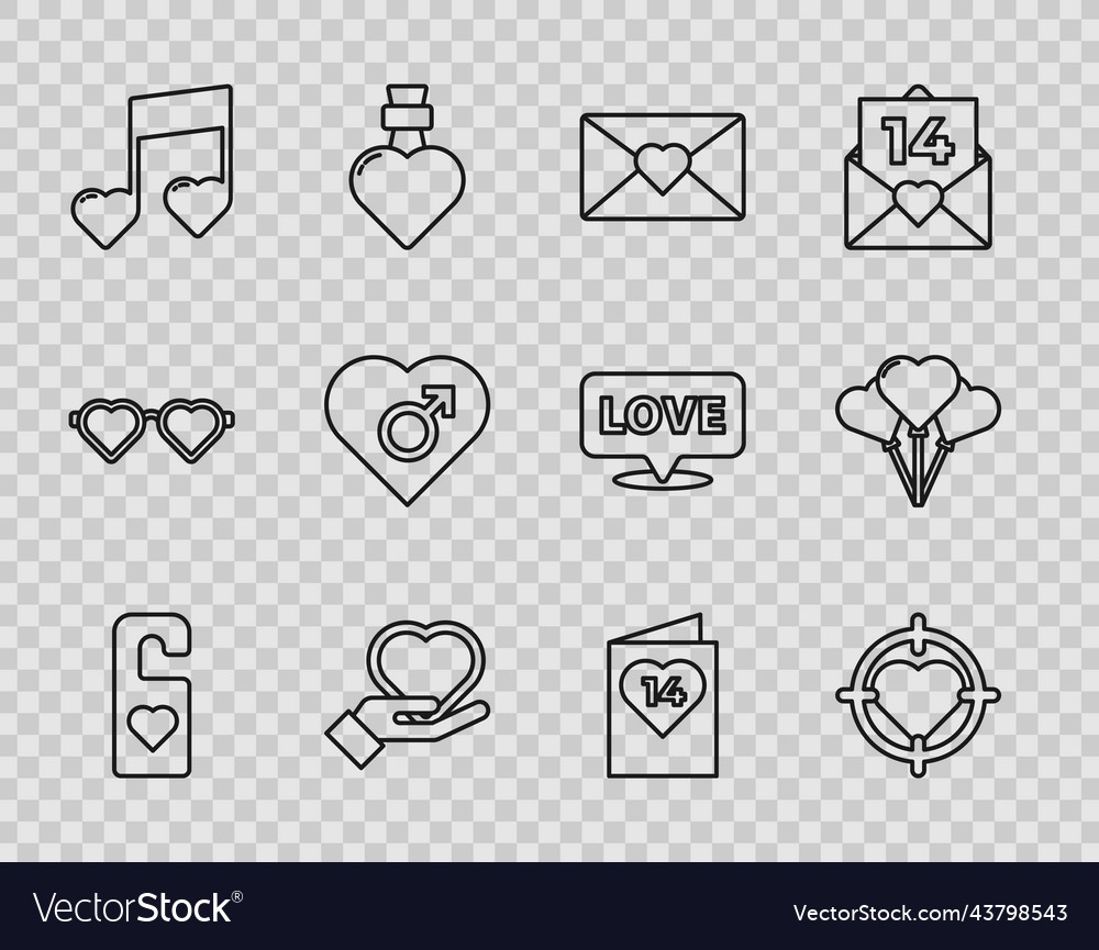 Set line please do not disturb with heart vector image Set line please do not disturb with heart