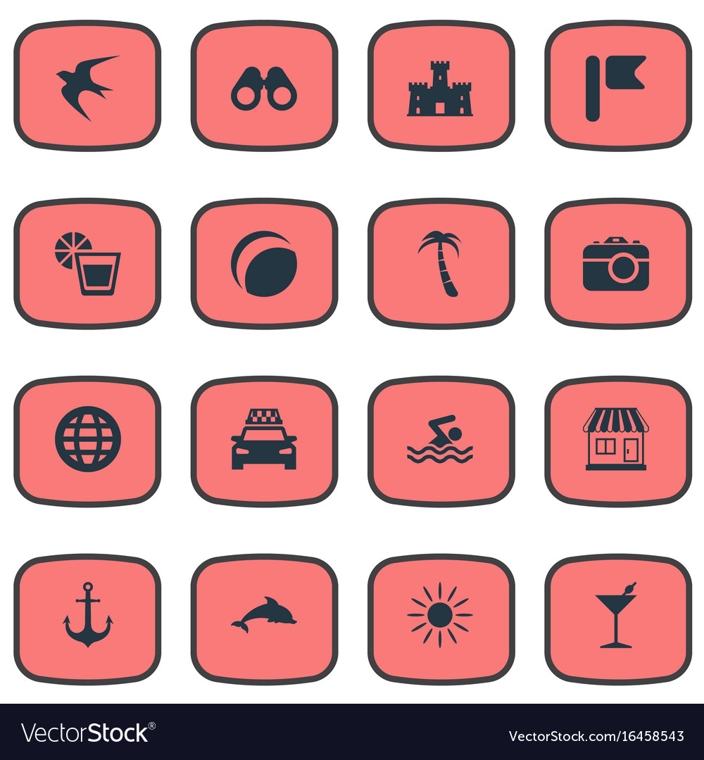 Set of simple seaside icons