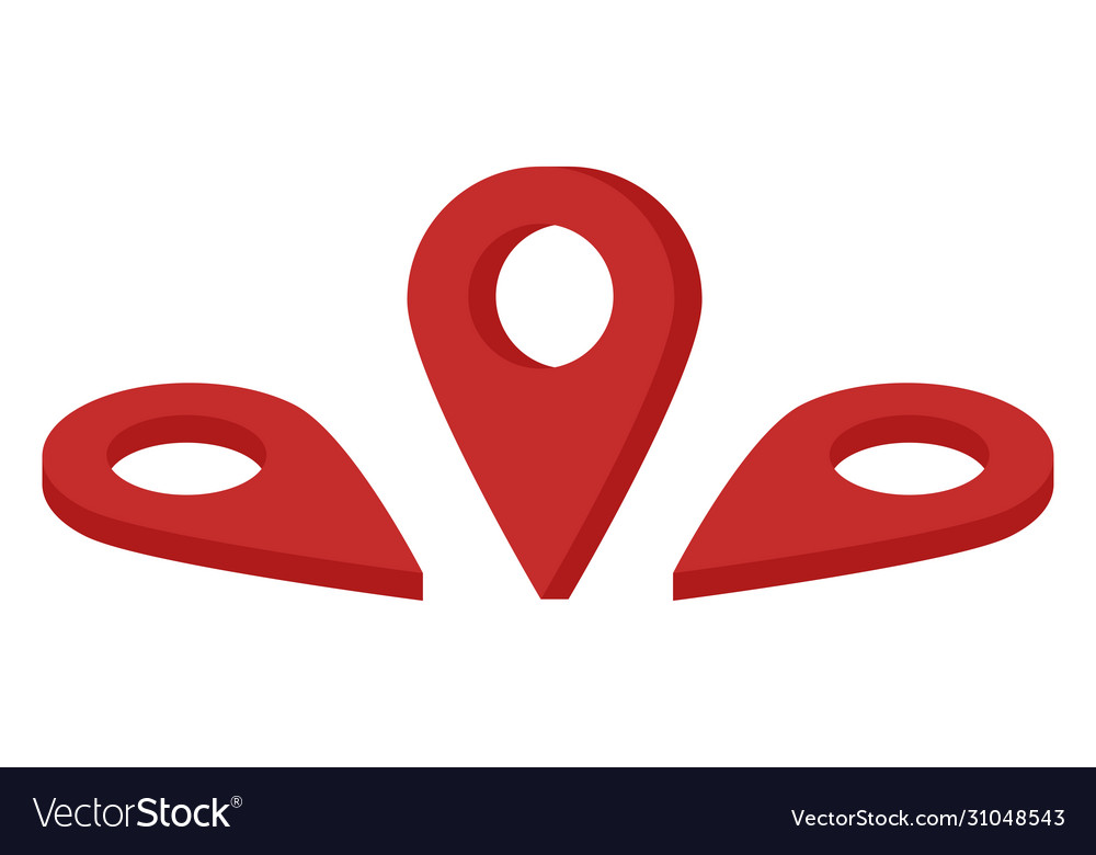 Set pointers in isometric design red mark vector image Set pointers in isometric design red mark