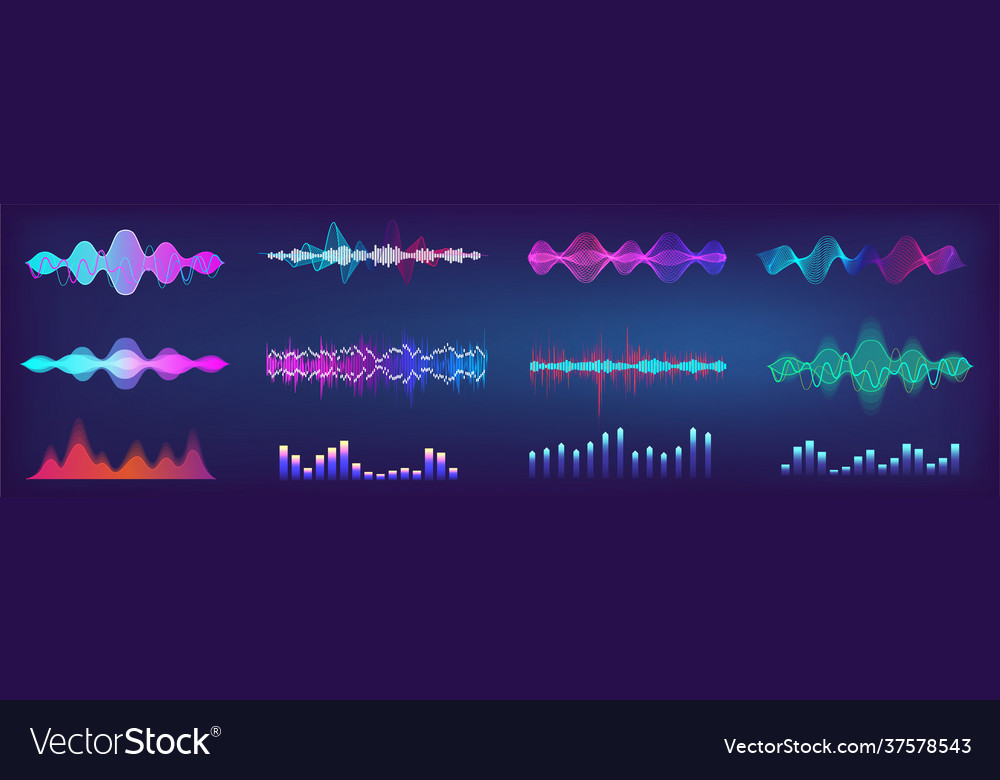 Sound waves equalizer colorful collection Vector Image