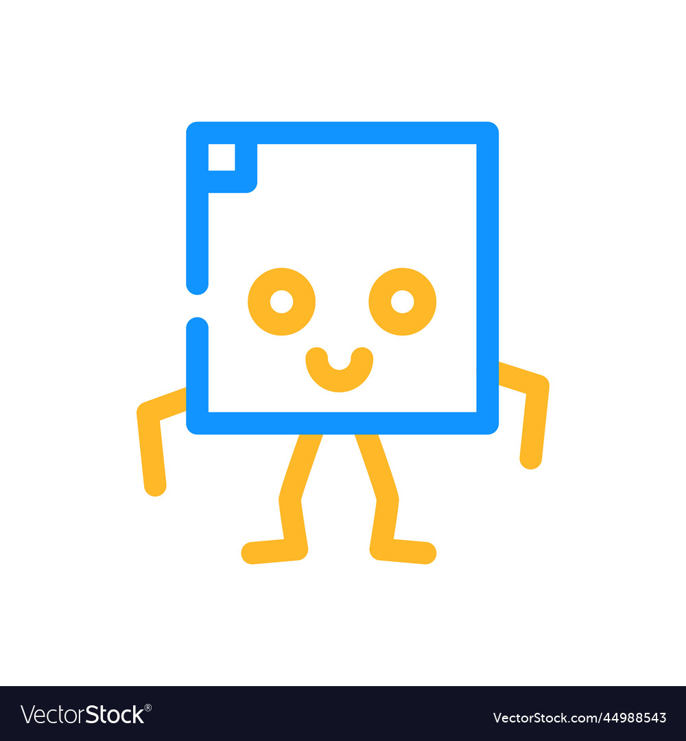 Square geometric shape character color icon vector image Square geometric shape character color icon